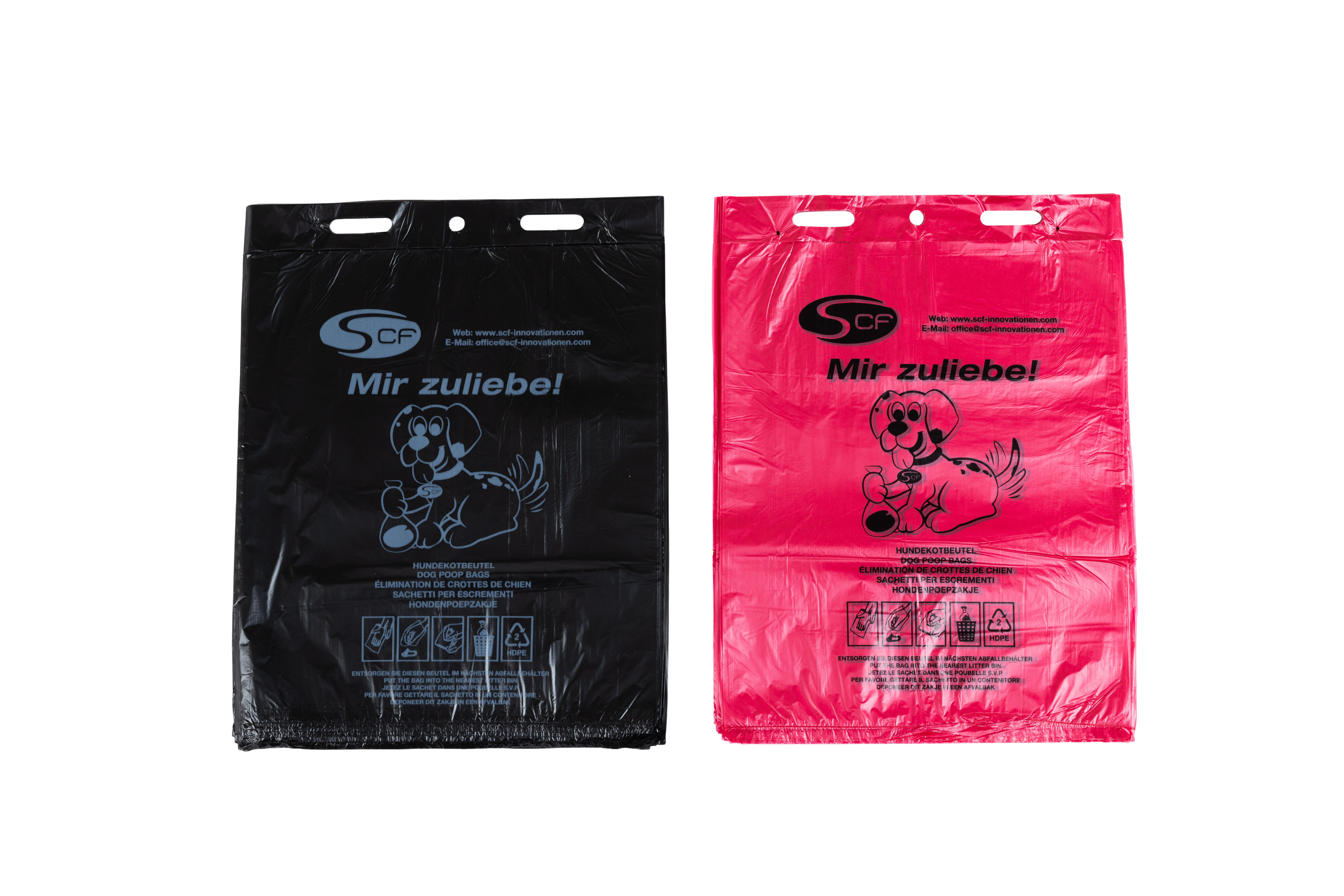 Hundekotbeutel Flexi/Standard Rot/Schwarz mit aufschrifft