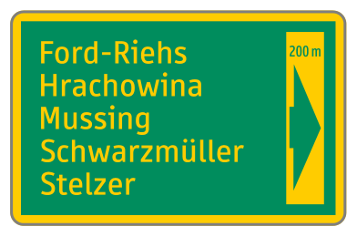Sammeltafel für die Ankündigung von Gewerbe- und Industriebetrieben