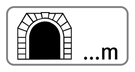 Zusatztafel Tunnel-Symbol mit Meterangabe („… m“)