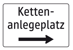Vorankündigung eines Kettenanlegeplatzes mit Meterangabe