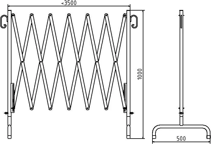Absprerscherre ausziehbar bis 3,5 Meter Technischezeichnung