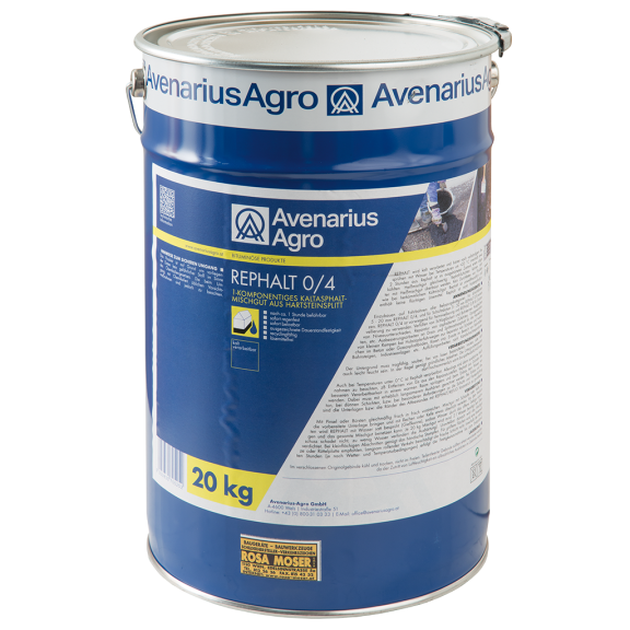 Avenarius Agro Rephalt 0/4 – 20 kg Kaltasphalt zur Straßensanierung Eimer mit 20 kg Rephalt 0/4 Kaltasphalt von Avenarius Agro, 1-komponentiges Mischgut für Straßenausbesserung