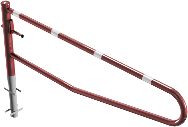 Drehbare Gatterschranke 2.5 m rot feuerverzinkt mit weißen streifen (Profilzylinderschloss,Dreikanntschloss,Vorhangschloss)