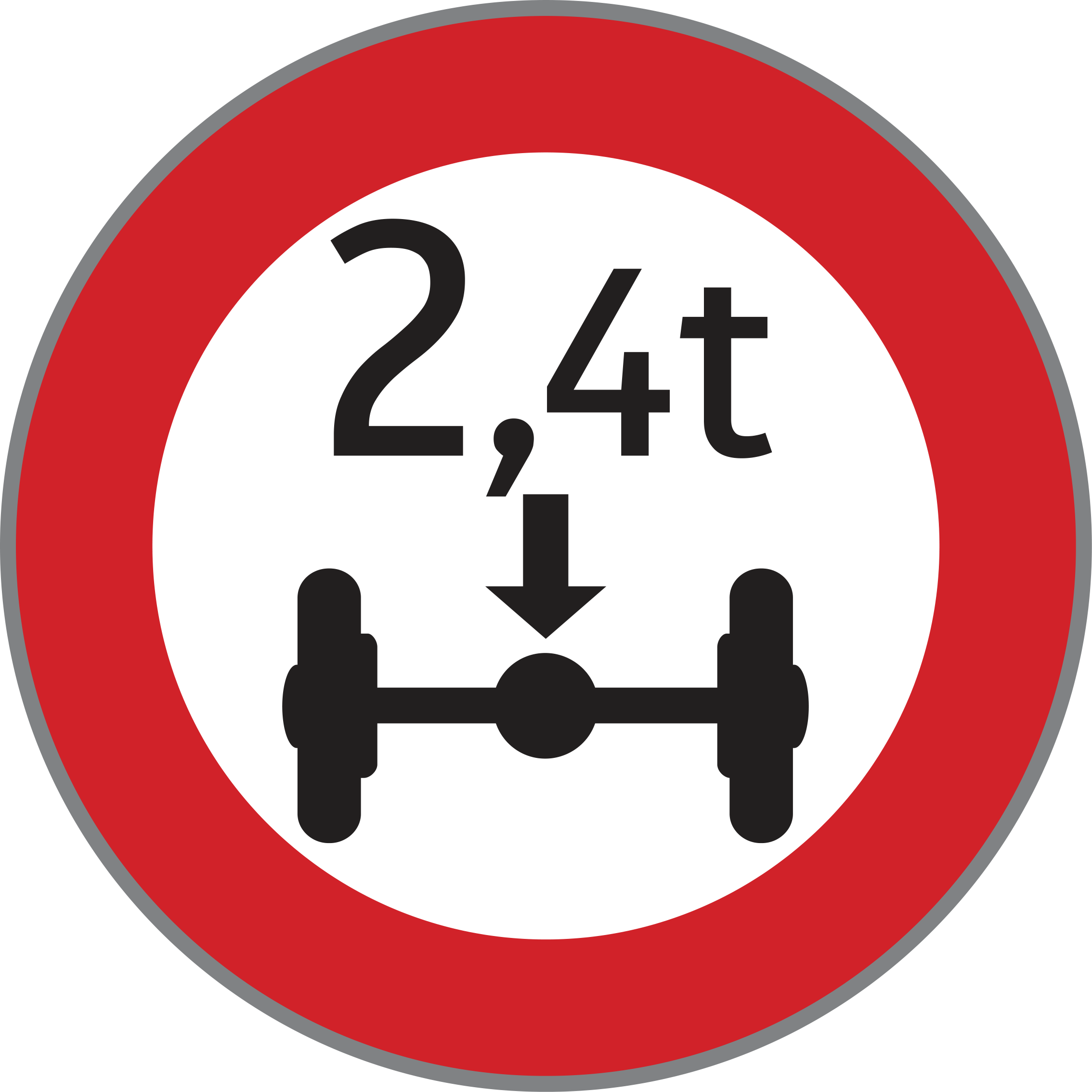 Verkehrszeichen Fahrverbot für alle Fahrzeuge mit über ...t Achslast