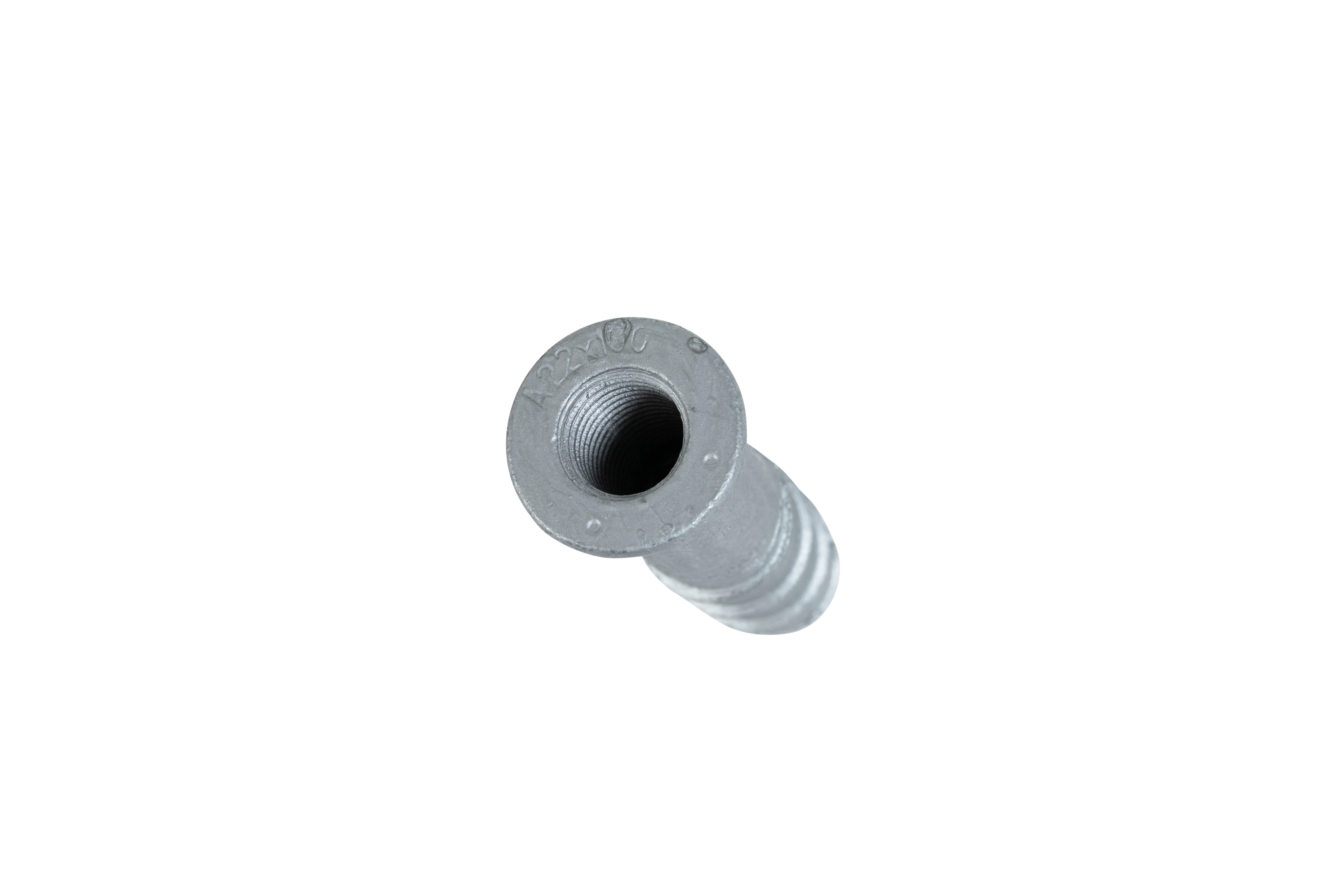 Metall-Asphaltdübel mit geriffelter Struktur und konischem Schaft zur festen Verankerung im Asphalt draufsicht