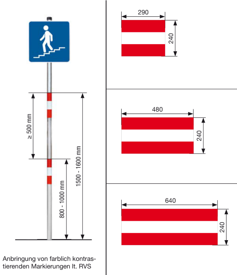 Folienstreifen für Rohrsteher (rot/weiß/rot)