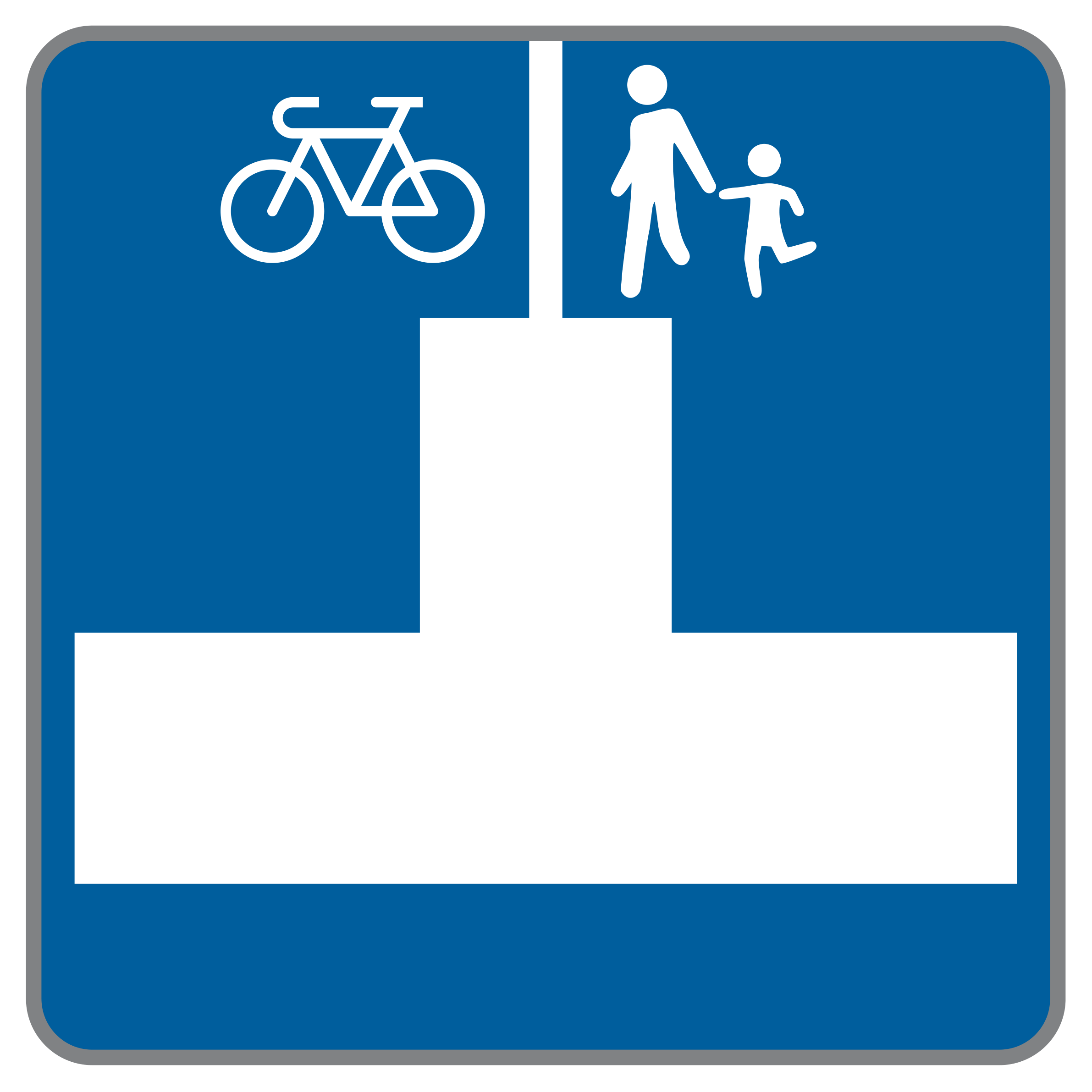 Verkehrszeichen Sackgasse mit Durchfahrmöglichkeit für Radfahrer und Durchgehmöglichkeit