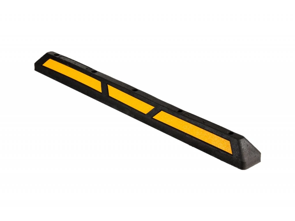 Radstopper Länge 1780 mm aus Gummi mit gelber reflektierender Plakette