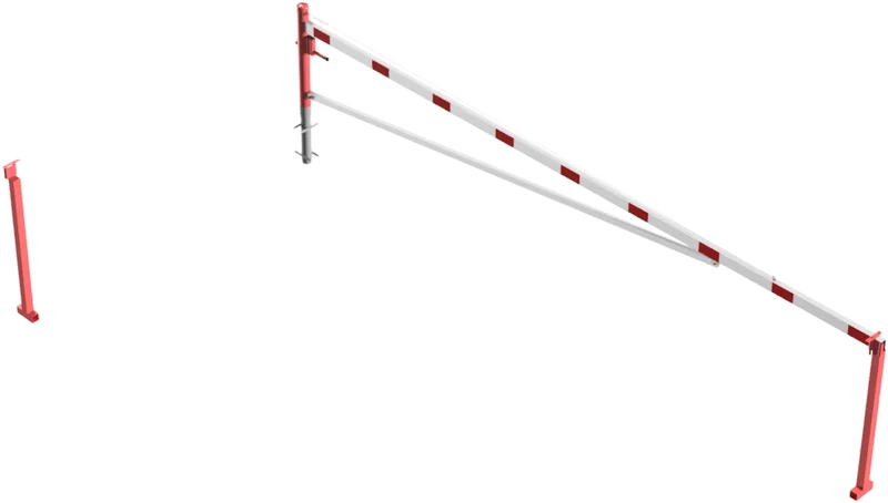 Drehschranke mit Auflagepfosten 6 m feuerverzinkt rot weißen beschichtet mit Profilzylinderschloss