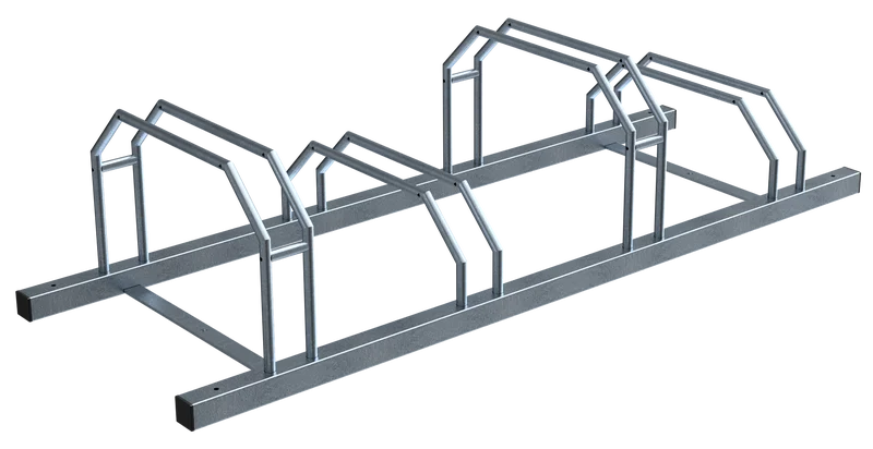 Fahrradständer für das abstellen in einer Reihe 4 Stellplätze mit hoch / tiefstellung 