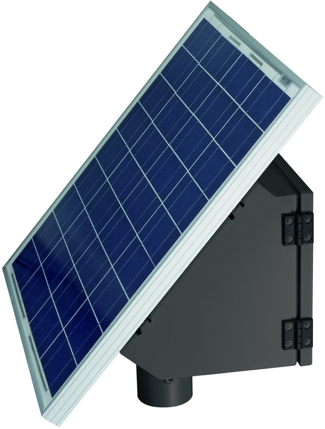 Kompakt-Photovoltaik-Kit 50 W / 45 Ah, Ø90, mit S600-Blinksteuerung und Laderegler