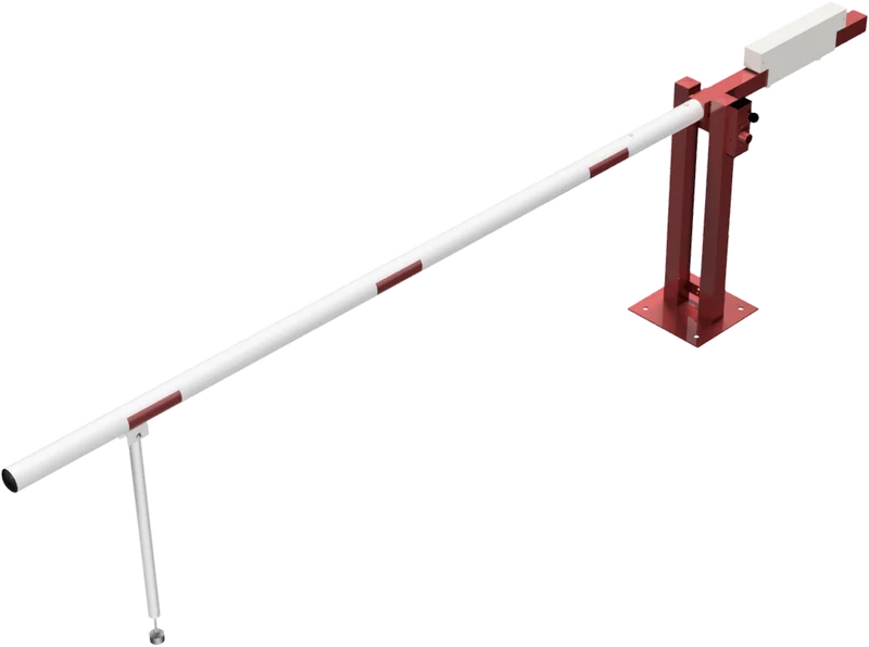 Wegschranke mit Pendelstütze 3 m (Vorhangschloss, Profilzylinderschloss, Dreikanntschloss) schräg oben links