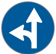 Verkehrszeichen Ausf.a Vorgeschriebene Fahrtrichtung – geradeaus und links