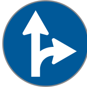 Verkehrszeichen Vorgeschriebene Fahrtrichtung – geradeaus und rechts