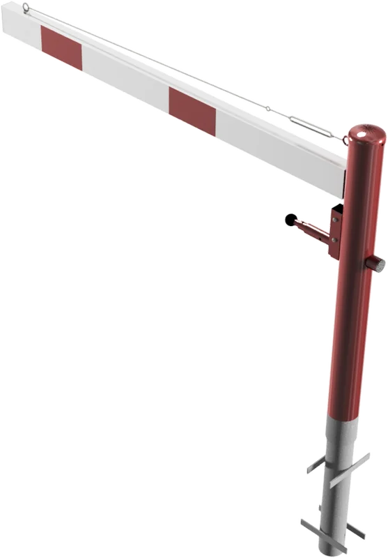 Drehschranke mit Aluminium Schrankenbaum 1.5 m feuerverzinkt rot weißen mit (Profilzylinderschloss,Dreikanntschloss,Vorhangschloss)