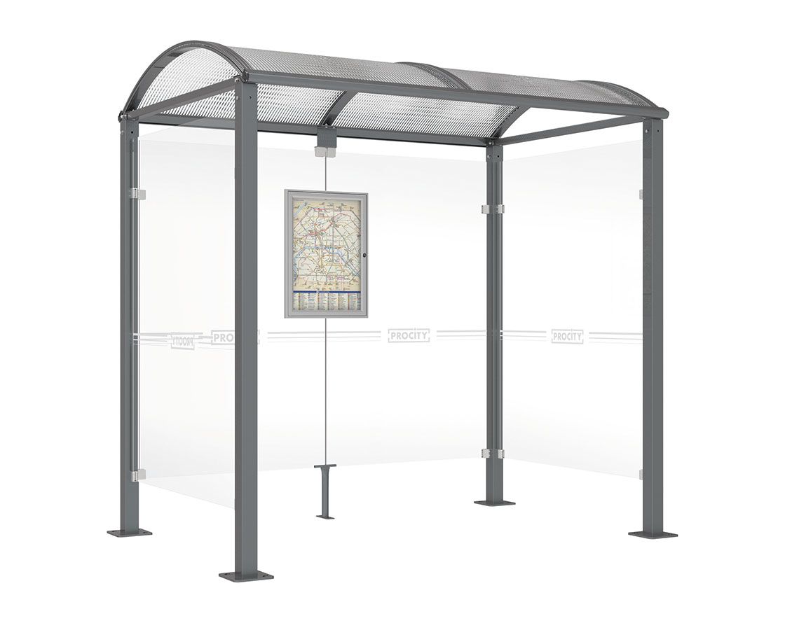 PROCITY® Wartehalle aus Vierkantrohr - 2 Seitenverkleidungen