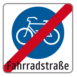 Verkehrszeichen Ende einer Fahrradstraße