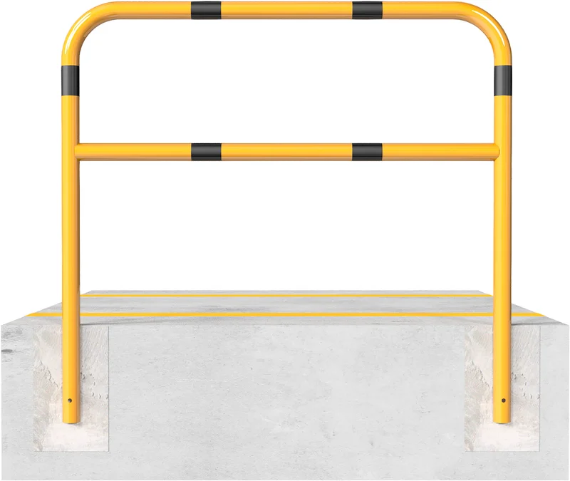 Schutzbügel zum einbetonieren Bsp. Bild Schutzbügel aus Stahlrohren mit Querholm zum einbetonieren Bsp. Bild