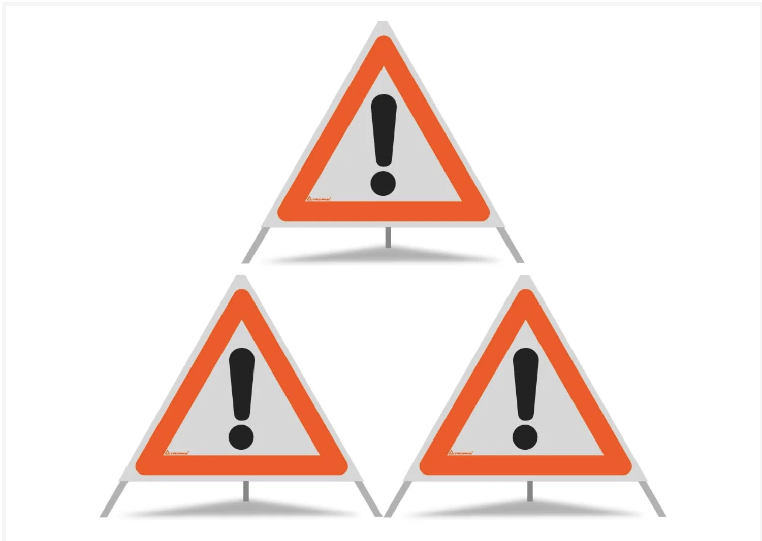 Faltsingnal / Triopan 3 x Achung Gefahr höhe 70cm reflektirend Weiß