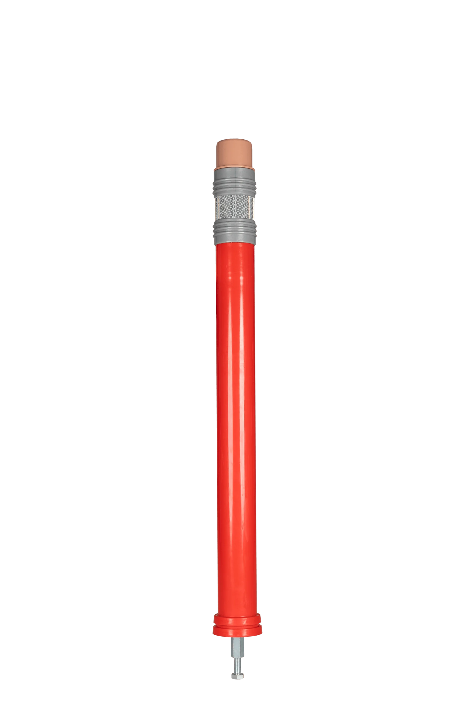 Roter Bleistiftpoller mit Reflektorband und Befestigungsgewinde