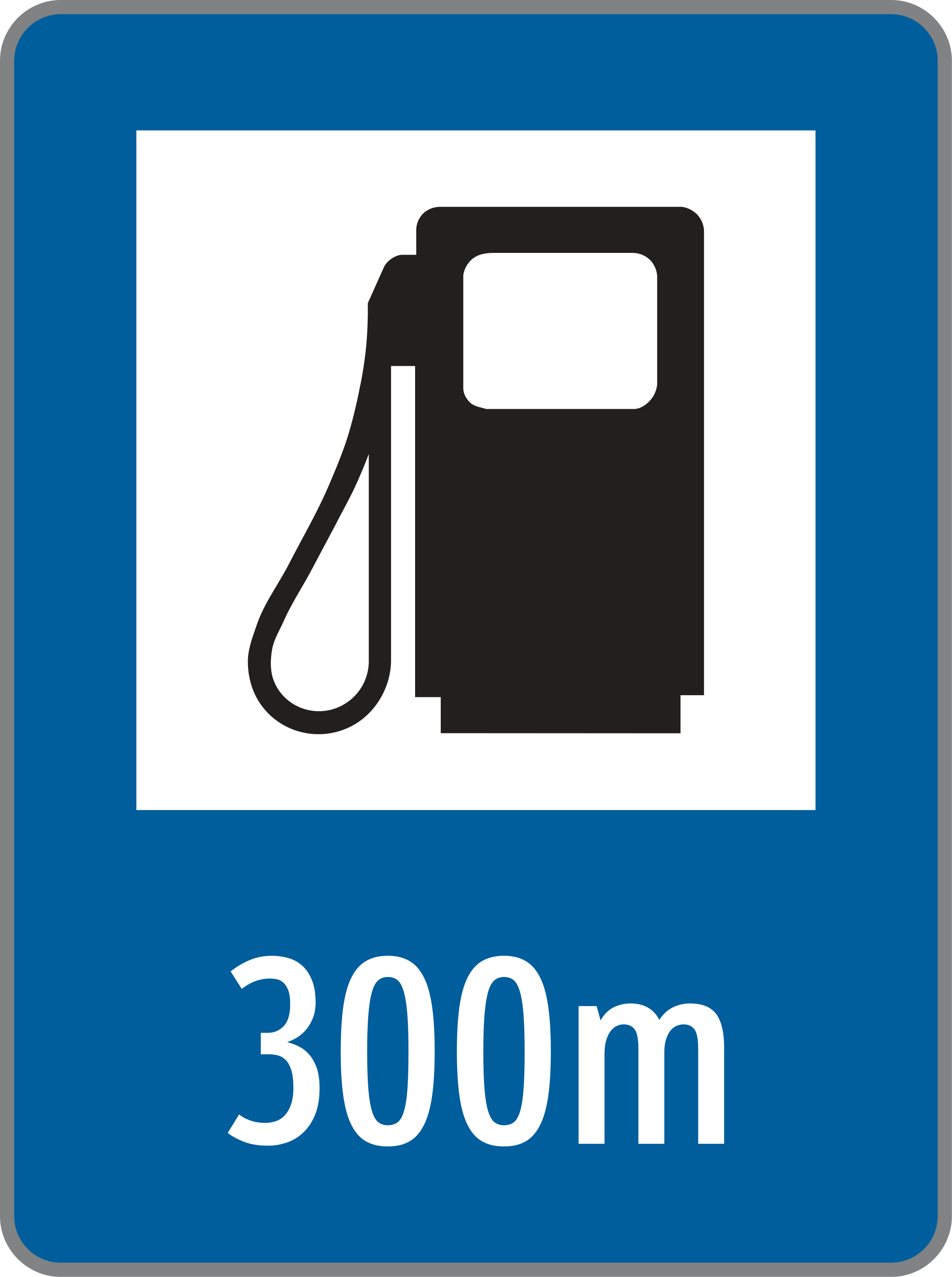 Verkehrszeichen Tankstelle mit m- Angabe (bitte gewünschten Text angeben)